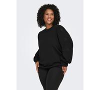 Sweatshirt ONLY CARMAKOMA "CARFEMME L/S PUFF EMBROIDERY UB SWT NOOS", Damen, Gr. S, schwarz, Sweatware, Obermaterial: 60% Baumwolle, 40% Polyester, unifarben, regular fit normal, Rundhals, Bündchen, S