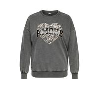 Sweatshirt ONLY CARMAKOMA "CARLAUREN LIFE L/S O-NECK SWT JRS", Damen, Gr. L, phantom print:amour, Sweatware, Obermaterial: 50% Baumwolle, 50% Polyester, bedruckt, unifarben, washed, regular fit normal
