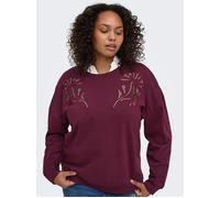 Sweatshirt ONLY CARMAKOMA "CARLEONORA L/S O-NECK BLOUSE JRS BF", Damen, Gr. L, lila (fig), Sweatware, Obermaterial: 100% Baumwolle, unifarben, normal, Rundhals, Rippbündchen, Sweatshirts Sweatshirt, B