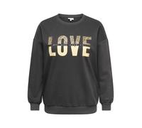 Sweatshirt ONLY CARMAKOMA "CARTAMMIE L/S LEO PRINT O-NECK SWT JRS", Damen, Gr. L, phantom print:tammie new love, Sweatware, Obermaterial: 60% Baumwolle, 40% Polyester, bedruckt, normal, Rundhals, Swea