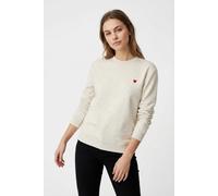 Sweatshirt ONLY "ONLADELLE L/S O NECK UB CS SWT", Damen, Gr. S, oatmeal print:melange, adelle heart, Sweatware, Obermaterial: 60% Baumwolle, 40% Polyester, meliert, regular fit normal, Rundhals, Sweat