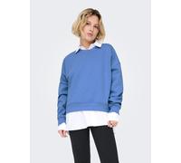 Sweatshirt ONLY "ONLBEST L/S CREW NECK SWT NOOS", Damen, Gr. XS, blau (ultramarine), Sweatware, Obermaterial: 65% Polyester, 35% Baumwolle, unifarben, regular fit normal, Rundhals, Rippbündchen, Sweat