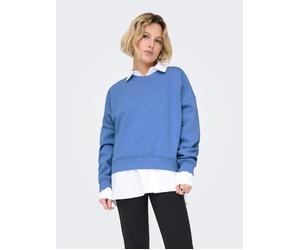 Sweatshirt ONLY "ONLBEST L/S CREW NECK SWT NOOS", Damen, Gr. XS, blau (ultramarine), Sweatware, Obermaterial: 65% Polyester, 35% Baumwolle, unifarben, regular fit normal, Rundhals, Rippbündchen, Sweat