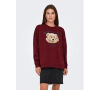 Sweatshirt ONLY "ONLBILA L/S BEAR O-NECK SWT", Damen, Gr. L, cabernet print:lazy, Sweatware, Obermaterial: 60% Baumwolle, 40% Polyester, bedruckt, modisch, Rundhals, Langarm, Sweatshirts (99966033-L) 