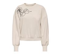 Sweatshirt ONLY "ONLBROOK L/S CHEST EMB CS SWT", Damen, Gr. L, schwarz (birch detail:schwarz chest flower), Sweatware, Obermaterial: 60% Baumwolle, 40% Polyester, bestickt, unifarben, regular fit norm