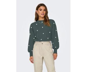 Sweatshirt ONLY "ONLBROOKE L/S O-NECK FLOWER SWT", Damen, Gr. M, balsam grün print:daisy aop, Sweatware, Obermaterial: 60% Baumwolle, 40% Polyester, bedruckt, regular fit normal, Rundhals, Rippbündche