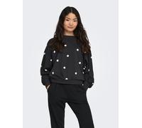 Sweatshirt ONLY "ONLBROOKE L/S O-NECK FLOWER SWT", Damen, Gr. M, schwarz (schwarz print:daisy aop), Sweatware, Obermaterial: 60% Baumwolle, 40% Polyester, bedruckt, regular fit normal, Rundhals, Rippb