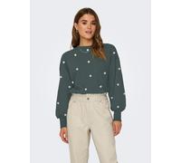 Sweatshirt ONLY "ONLBROOKE L/S O-NECK FLOWER SWT", Damen, Gr. S, grün (balsam grün print:daisy aop), Sweatware, Obermaterial: 60% Baumwolle, 40% Polyester, bedruckt, regular fit normal, Rundhals, Ripp
