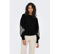 Sweatshirt ONLY "ONLBROOKE L/S O-NECK FLOWER SWT", Damen, Gr. XS, schwarz print:ethnic power, Sweatware, Obermaterial: 60% Baumwolle, 40% Polyester, regular fit normal, Rundhals, Rippbündchen, Sweatsh