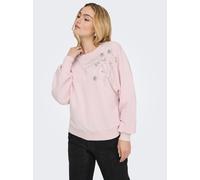 Sweatshirt ONLY "ONLCAMELA BROOKE GLITTER LS ONECK UB SWT", Damen, Gr. XS, potpourri detail:chest deco, Sweatware, Obermaterial: 60% Baumwolle, 40% Polyester, unifarben, regular fit normal, Rundhals,