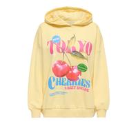 Sweatshirt ONLY "ONLELO L/S PRINT HOOD BOX SWT", Damen, Gr. M, sunlight print:cherries, Sweatware, Obermaterial: 60% Baumwolle, 40% Polyester, bedruckt, regular fit normal, Rundhals, Sweatshirts Sweat