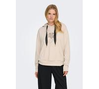 Sweatshirt ONLY "ONLFANCY L/S HOOD PRINT SWT", Damen, Gr. XL, beige (pumice stone print:stay blooming), Sweatware, Obermaterial: 60% Polyester, 40% Viskose, bedruckt, regular fit normal, Rundhals, Swe