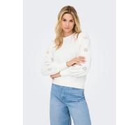 Sweatshirt ONLY "ONLFEMME L/S PUFF EMBROIDERY UB SWT", Damen, Gr. S, cloud dancer, Sweatware, Obermaterial: 60% Baumwolle, 40% Polyester, unifarben, regular fit hüftlang, Rundhals, Puffärmel Rippbündc