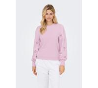 Sweatshirt ONLY "ONLFEMME L/S PUFF EMBROIDERY UB SWT", Damen, Gr. S, winsome orchid, Sweatware, Obermaterial: 60% Baumwolle, 40% Polyester, unifarben, regular fit hüftlang, Rundhals, Puffärmel Rippbün