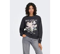 Sweatshirt ONLY "ONLFLEUR L/S O-NECK BOX UB SWT", Damen, Gr. L, schwarz (phantom print: flower), Sweatware, Obermaterial: 60% Baumwolle, 40% Polyester, bedruckt, oversize normal, Rundhals, Sweatshirts