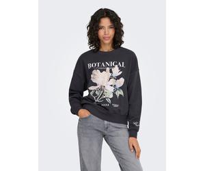 Sweatshirt ONLY "ONLFLEUR L/S O-NECK BOX UB SWT", Damen, Gr. L, schwarz (phantom print: flower), Sweatware, Obermaterial: 60% Baumwolle, 40% Polyester, bedruckt, oversize normal, Rundhals, Sweatshirts