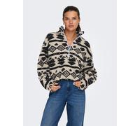 Sweatshirt ONLY "ONLJANNE AZTEC TEDDY L/S HALFZIP CC SWT", Damen, Gr. XS, birch aop:aztec, Plüsch, Obermaterial: 100% Polyester, bedruckt, regular fit, elastischer Bund, Sweatshirts Sweatshirt (716567