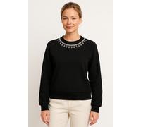 Sweatshirt ONLY "ONLJETT L/S O-NECK EMB. BOX SWT", Damen, Gr. M, schwarz detail:embellishment, Sweatware, Obermaterial: 60% Baumwolle, 40% Polyester, unifarben, Rundhals, Sweatshirts Sweatshirt (72650