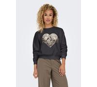 Sweatshirt ONLY "ONLLAUREN L/S LEO O-NECK CC SWT", Damen, Gr. L (40), phantom print:amore, Sweatware, Obermaterial: 60% Baumwolle, 40% Polyester, bedruckt, regular fit hüftlang, Rundhals, Rippbündchen