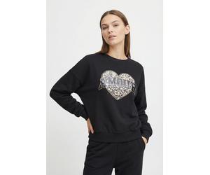 Sweatshirt ONLY "ONLLAUREN L/S LEO O-NECK CC SWT", Damen, Gr. XL, schwarz print:amour, lau leo, Sweatware, Obermaterial: 60% Baumwolle, 40% Polyester, regular fit hüftlang, Rundhals, Rippbündchen, Swe