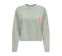 Sweatshirt ONLY "ONLLUCINDA L/S FLOWERS O-NECK UB SWT", Damen, Gr. L, abyss print:vitamin sea blooming, Sweatware, Obermaterial: 60% Baumwolle, 40% Polyester, bedruckt, regular fit normal, Rundhals, R