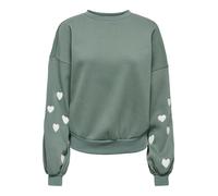 Sweatshirt ONLY "ONLMACY L/S O-NECK BOX CC SWT", Damen, Gr. M, laurel wreath detail:cd heart, Sweatware, Obermaterial: 60% Baumwolle, 40% Polyester, regular fit normal, Rundhals, Rippbündchen, Sweatsh