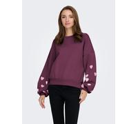 Sweatshirt ONLY "ONLMACY L/S O-NECK BOX CC SWT", Damen, Gr. XL, fig detail:pale lila hearts, Sweatware, Obermaterial: 60% Baumwolle, 40% Polyester, regular fit normal, Rundhals, Rippbündchen, Sweatshi