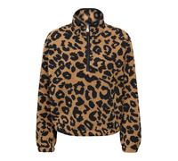 Sweatshirt ONLY "ONLNEW DALLAS L/S HIGHNECK ZIP SWT NOOS", Damen, Gr. M, braun (toasted coconut aop:leo anne), Plüsch, Obermaterial: 100% Polyester, bedruckt, regular fit normal, Rundhals, Sweatshirts