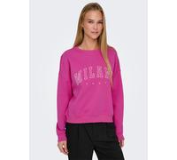 Sweatshirt ONLY "ONLSWEAT L/S CREW OVERSIZE STATE SWT", Damen, Gr. XL (42), pink (rose violet detail:milano, italy), Sweatware, Obermaterial: 60% Baumwolle, 40% Polyester, bedruckt, loose fit normal,