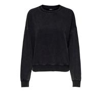 Sweatshirt ONLY "ONLSWEAT L/S CREW OVERSIZE SWT", Damen, Gr. S, schwarz detail:washed, Sweatware, Obermaterial: 60% Baumwolle, 40% Polyester, loose fit normal, Rundhals, Sweatshirts Sweatshirt, Baumwo