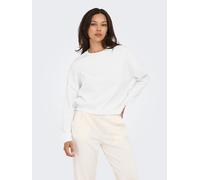Sweatshirt ONLY "ONLSWEAT L/S CREW OVERSIZE SWT", Damen, Gr. S, weiß, Sweatware, Obermaterial: 60% Baumwolle, 40% Polyester, unifarben, loose fit normal, Rundhals, Sweatshirts Sweatshirt, Baumwollmisc