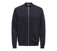 Sweatshirt ONLY & SONS "ONSCERES REG ZIP BOMBER JCK NOOS", Herren, Gr. M, schwarz, angeraute Sweatware, Obermaterial: 57% Baumwolle, 43% Polyester, unifarben, regular fit normal, hoch geschlossener Au
