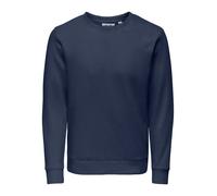 Sweatshirt ONLY & SONS "ONSCHASE REG CREW SWEAT OTL", Herren, Gr. M, navy blazer, angeraute Sweatware, Obermaterial: 52% Baumwolle, 48% Polyester, unifarben, regular fit normal, Rundhals, Rippbündchen