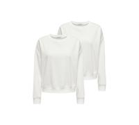 Sweatshirt ONLY "Sweatshirt ONLSWEAT LIFE CREW OVERSIZE SWT 2P 2er Pack", Damen, Gr. S, weiß, Obermaterial: 60% Baumwolle CO. 40% Polyester PES., Sweatshirts Sweatshirt (12128422-S) weiß
