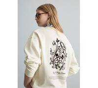 Sweatshirt MARC O'POLO DENIM "aus softem French Terry", Damen, Gr. XL, beige (silky weiß), Obermaterial: 100% Baumwolle, unifarben, oversize, Rundhals, doppelte Bündchen, Sweatshirts Sweatshirt (35743