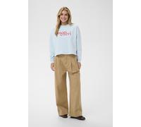 Sweatshirt SAINT TROPEZ "Sweatshirt PegrinaSZ", Damen, Gr. S, blau (skyway), Obermaterial: 60% Baumwolle CO(Bio). 40% Polyester PES., Sweatshirts Sweatshirt (50152035-S) skyway