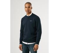 Sweatshirt PEPE JEANS "MACBETH SMALL LOGO PLAIN CREW", Herren, Gr. XXL, blau (dulwich blau), Sweatware, Obermaterial: 70% Baumwolle, 30% Polyester, unifarben, casual, regular fit normal, Rundhals, Lan