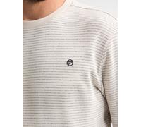 Sweatshirt PETROL INDUSTRIES "Men Sweater Round Neck", Herren, Gr. XXXL(46), beige (seashell), Sweatware, Obermaterial: 100% Baumwolle, gestreift, regular fit normal, Rundhals, angesetztes Bündchen, S