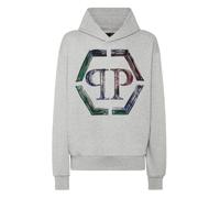 Sweatshirt PHILIPP PLEIN "Hexagon Mit Schmucksteinen", Herren, Gr. M, 10, grau, Obermaterial: 100% Baumwolle, 100% Glasfaser, Sweatshirts Sweatshirt (37651226-M) 10, grau