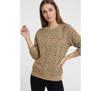 Sweatshirt PIECES "PCGRETA LS EMB UB SWEAT FC", Damen, Gr. M, cloud dancer aop:leopard, rot heart emb, Sweatware, Obermaterial: 78% Baumwolle, 22% Polyester, bedruckt, regular fit normal, Rundhals, Ri