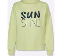 Sweatshirt HEINE, Damen, Gr. 38, pistazie, 100% Baumwolle, bedruckt, gemustert, mehrfarbig, U-Boot-Ausschnitt, Sweatshirts Sweatshirt (69566961-38) pistazie