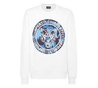 Sweatshirt PLEIN SPORT "Carbon Tiger", Herren, Gr. 4XL, weiß (0107, weiß, lightblau), Obermaterial: 88% Baumwolle, 12% Polyester, Sweatshirts Sweatshirt (22323856-4XL) 0107, weiß, lightblau