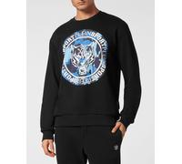 Sweatshirt PLEIN SPORT "Carbon Tiger", Jungen, Gr. 3XL, schwarz (0207, schwarz, lightblau), Obermaterial: 88% Baumwolle, 12% Polyester, Sweatshirts Sweatshirt (12886435-XXXL) 0207, schwarz, lightblau