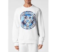 Sweatshirt PLEIN SPORT "Carbon Tiger", Jungen, Gr. 4XL, 0107, weiß, lightblau, Obermaterial: 88% Baumwolle, 12% Polyester, Sweatshirts Sweatshirt (22323856-4XL) 0107, weiß, lightblau