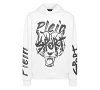 Sweatshirt PLEIN SPORT "Kapuzen-Sweatshirt", Herren, Gr. XXL, weiß (01, weiß), Obermaterial: 13% Polyester, 87% Baumwolle, Sweatshirts Sweatshirt (56221225-XXL) 01, weiß