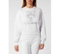 Sweatshirt PLEIN SPORT "Tiger", Damen, Gr. M, weiß (01, weiß), Obermaterial: 88% Baumwolle, 12% Polyester, Sweatshirts (89532413-M) 01, weiß