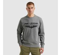 Sweatshirt PME LEGEND "Crewneck soft terry with logo", Herren, Gr. 3XL, grau (grau melee), Sweatware, Obermaterial: 100% Baumwolle, bestickt, regular fit normal, Rundhals, Rippbündchen, Sweatshirts Sw