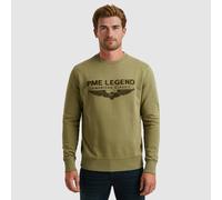 Sweatshirt PME LEGEND "Crewneck soft terry with logo", Herren, Gr. M, oil grün, Sweatware, Obermaterial: 100% Baumwolle, bedruckt, regular fit normal, Rundhals, Bündchen, Sweatshirts Sweatshirt, mit L
