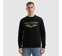 Sweatshirt PME LEGEND "Crewneck soft terry with logo", Herren, Gr. M, schwarz, Sweatware, Obermaterial: 100% Baumwolle, bestickt, regular fit normal, Rundhals, Rippbündchen, Sweatshirts Sweatshirt, mi