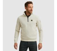 PME Legend Sweatshirt mit Troyer-Kragen und Label-Detail in Offwhite, Größe L